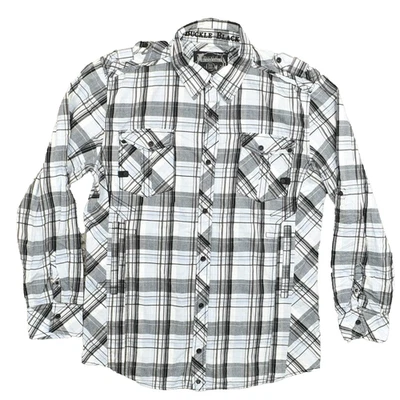 Buckle Men's 2XL Button Shirt Long Sleeve Plaid Multicolor Slim Fit Black Label - Image 1 of 4