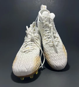 Botines de fútbol Under Armour Spotlight Clone 3.0 MC para hombre talla 11.5 blancos y dorados - Imagen 1 de 11