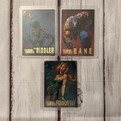 1995 Skybox DC Batman Master Series Master Villains Riddler Bane Poison Ivy Lot - Image 1 of 4