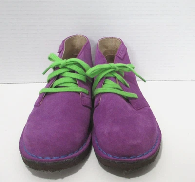 LL Bean Shoes Youth Kids 2 Purple Suede Leather Lace Up Chukka Desert Boots - Image 1 of 4