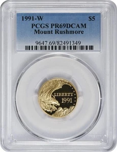 1991-W Monte Rushmore conmemorativo $5 oro PR69DCAM PCGS - Imagen 1 de 2