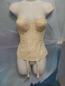 Vtg Ivory Lace WARNER’S Merry Widow Corset Bra Garter 32/33 1398 FLAWS - Picture 1 of 13