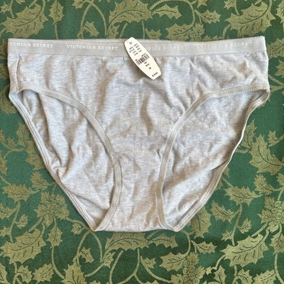 Victoria's Secret 棉氨纶内裤 M 中号 1870 MFG 0351 灰色 全新带标签 — 第 1/4 张图片