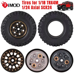4pcs Rubber Tires Metal Beadlock Hub for 1/18 TRX4M 1/24 SCX24 RC Crawler Car - Bild 1 von 28