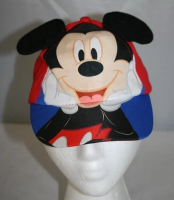 Gorra de béisbol Disney para niños pequeños Mickey Mouse roja/blanca/azul/negra con orejas 3D Foto 1 de 4