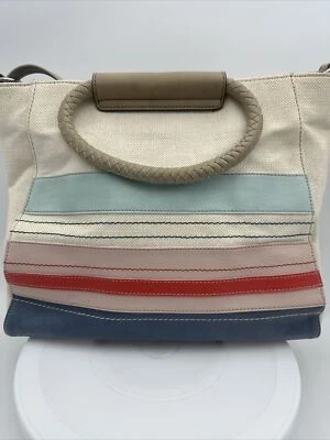 RELIQUIA Fossil Fiona Anillo Náutico Rayas Marfil Cartera Bolso Mango Trenzado Cartera Foto 1 de 4