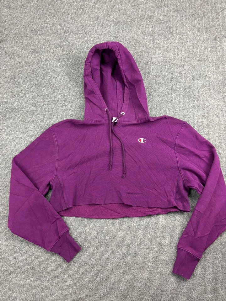 Champion Sudadera con Capucha Tejido Inverso Para Mujer M Púrpura Pullover Recortado Ropa de Calle Gimnasio Foto 1 de 4