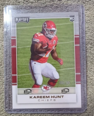 KAREEM HUNT 2017 PLAYOFF 1ST DOWN ROOKIE RC #D 08/99 - Image 1 of 3