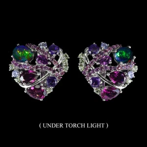 925 Sterling Silber Ohrringe Oval Schwarz Opal 8x6mm Amethyst Edelstein Schmuck - Bild 1 von 14