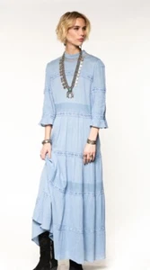 NWT Double D Ranch Homespun Prairie Dress String Blue Lace Maxi Long NEW Size 4 - Picture 1 of 2