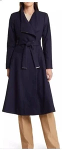 NWOT Ted Baker London Roseika Flared Wool Blend Coat in Dark Blue Size 1 - Picture 1 of 10