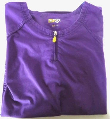 Scrubs Top Womens Size 3X Wonder Flex Purple Blue Trim Stretch Pockets Medical - Image 1 of 4