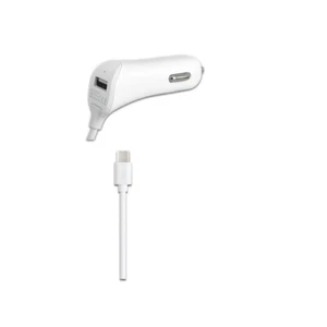 White 2.1 Amp Smart Chip Car Charger with Extra USB Port For - Picture 1 of 2