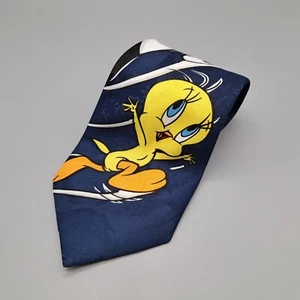 Vintage Looney Tunes Adult Neck Tie Tweety Sylvester Bird Cat Navy Blue - Picture 1 of 15