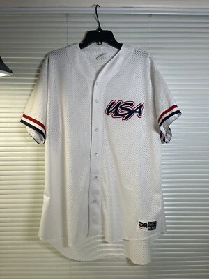 Vintage 80's Don Alleson Team USA Jersey T Shirt Made in USA  XL Ringer - Image 1 of 4