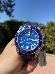 Orologio Armand Nicolet JSS Diver Rose Gold Blue Canvas. - Bild 1 von 10