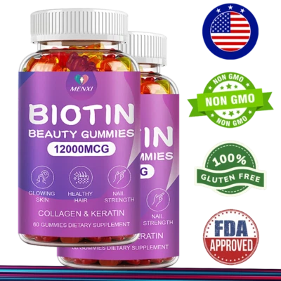 Biotin Beauty 120 gomitas máxima potencia 12000 mcg para cabello más fuerte piel uñas Foto 1 de 4