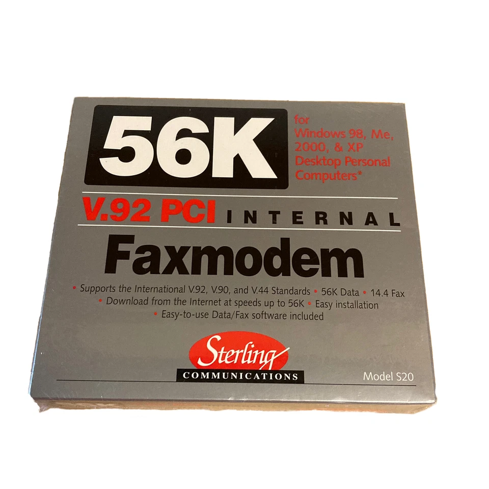 56K MODEM Internal Faxmodem V.92 PCI Sterling Communications Model S20 - Image 1 of 4