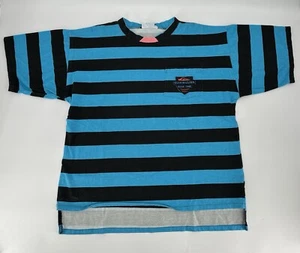 Vintage QUICKSILVER Y2K Stripe T-Shirt Wave Logo Boxy 80’s Surf Skate USA Made - Picture 1 of 10