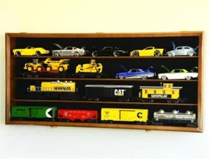 Train Display Case O Scale Walnut Railroad Car Locomotive Collection USA Cabinet - Picture 1 of 9