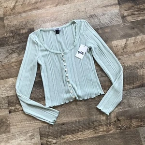 Nueva Blusa Vylette Talla Pequeña Salvia Ligera Manga Larga Abotonada - Imagen 1 de 8