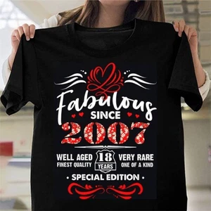 18th BIRTHDAY Funny T-Shirts FABULOUS SINCE 2007 Born in Age 18 Tee Present Gift - Picture 1 of 7