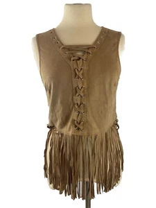 Parisian Collection Y2K 90s Western Fringe Sleeveless Tank Top Size 14 Cowgirl - Picture 1 of 6