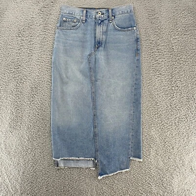 Rag & Bone Denim Skirt Womens 24 Midi Light Wash Sukato 100% Cotton Asymmetrical - Image 1 of 4
