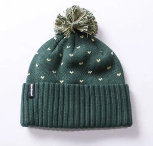 Patagonia Kid's Powder Town Pom Pom Beanie CL8 Conifer Green One Size NWT - Picture 1 of 4