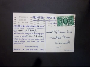 Advertising KGV 1/2d JENSON NICHOLSON Car Paint illustrated Postcard BRISTOL m/c - Picture 1 of 2