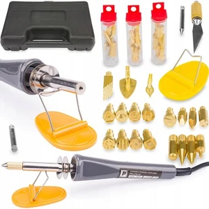 Kit Pirografia Legno 22 Punte 60W Pirografo Saldatore Portatile in Valigetta - Foto 1 di 14