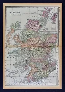 1891 McNally Map Scotland Edinburgh Glasgow Aberdeen Inverness Argyle Lock Ness - Picture 1 of 4