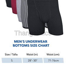 Gildan Boxer Brief Size Chart