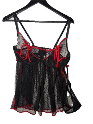 Обожаю меня женское белье кружева сетки Babydoll с трусики 00126 черный красный размер 2 X - Изображение 1 из 4