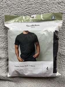 Goodfellow & Co Shirt Herren Medium Schwarz Klassisch Rundhals T-Shirts 4er Pack Neu - Bild 1 von 4
