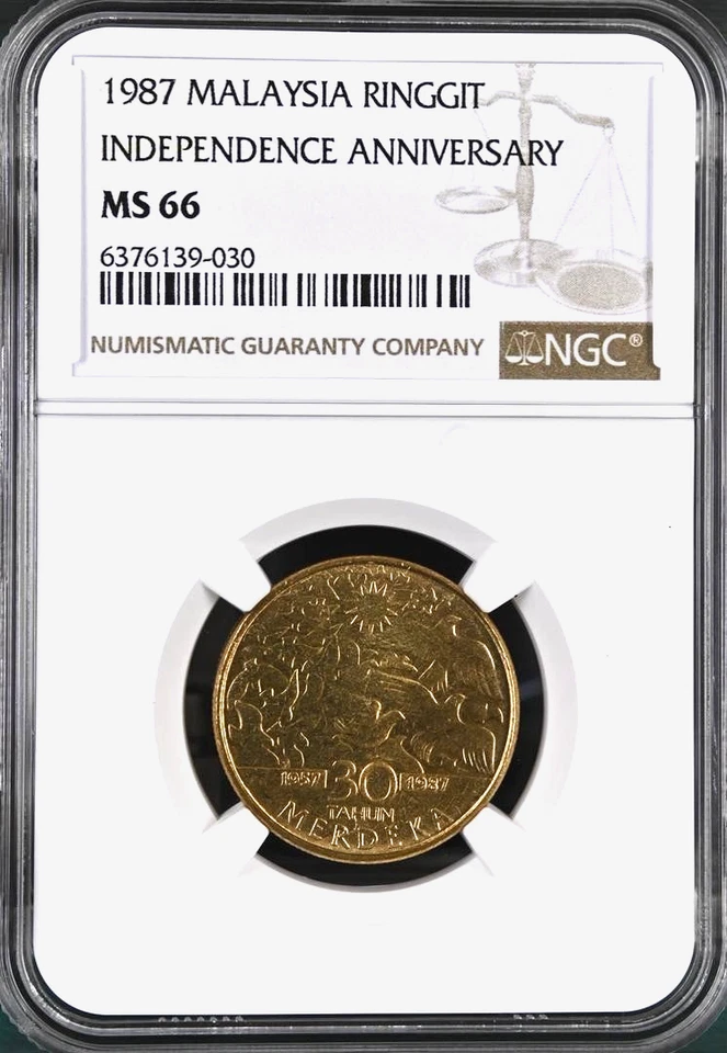 Mazuma* N1459 NGC Malaysia 1987 $1 30th Independence Anniversary MS66 - Image 1 of 2