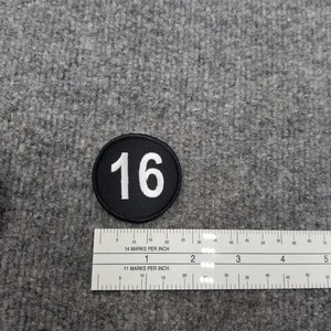 Number 16 Patch Round Black White - Picture 1 of 2