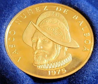 1975 - 100 Balboa - Moneda de oro a prueba - 8,16 gramos - Oro fino 900 - Franklin Mint - Certificado de autenticidad Foto 1 de 3
