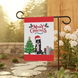 Frohe Weihnachten Border Collie Hund Garten/Haus Flagge - Bild 1 von 9