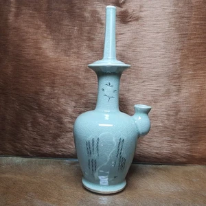 RARE 10'' Old Korea Koryo Porcelain Willow Phoenix Phenix Tree Pot Bottle Vase - Picture 1 of 8