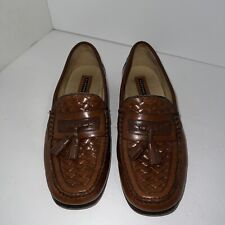 Florsheim MENS Brown Woven Leather Loafers 11473 Size 10D EUC