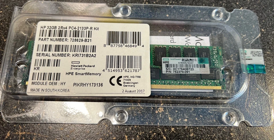 HPE 32GB PC4-2133P DDR4 2Rx4 Server Memory 728629-B21 752370-091 - Image 1 of 1