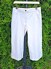 EILEEN FISHER Capri Pants Stretch Cotton Blend Cropped Straight Off White Medium
