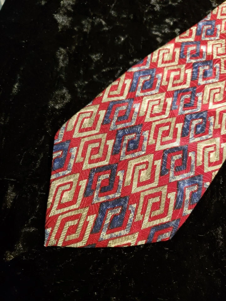Corbata de Colección Geoffrey Beene Para Hombre Roja Azul Plata Geométrica Ropa de Carrera EE. UU. Foto 1 de 4