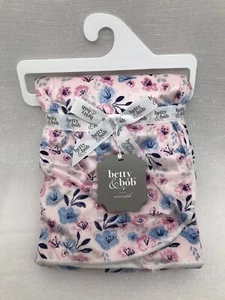 Betty & Bob Girls Pink Blue Floral Baby Blanket Security Lovey Flower Reversible - Picture 1 of 11