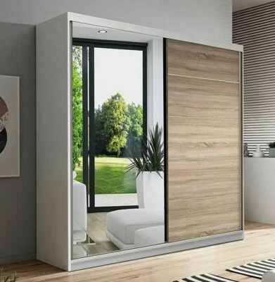 Wardrobe VISTA 05 Sliding Doors Rails Shelves Mirror New - Image 1 of 2