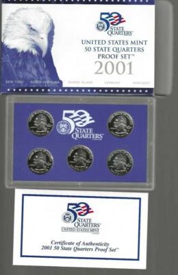 United States Mint 50 State Quarters Proof Set 2001 NY NC RI VT KY - Image 1 of 2