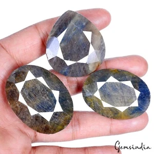 800 Cts/3 Pcs Natural Untreated Brown-Blue Sapphire Mix Cut Loose Wholesale Gems - Picture 1 of 7