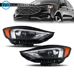 For 2019 2020 2021 2022 2023 Ford Edge Black Headlight w/LED DRL Right&Left Side - Picture 1 of 9