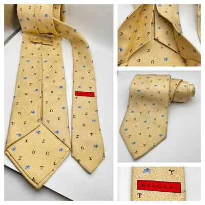 BVLGARI 7 pliegues alfabeto libro logotipo corbata de seda oro siete lux exquisito siete pliegues Foto 1 de 4
